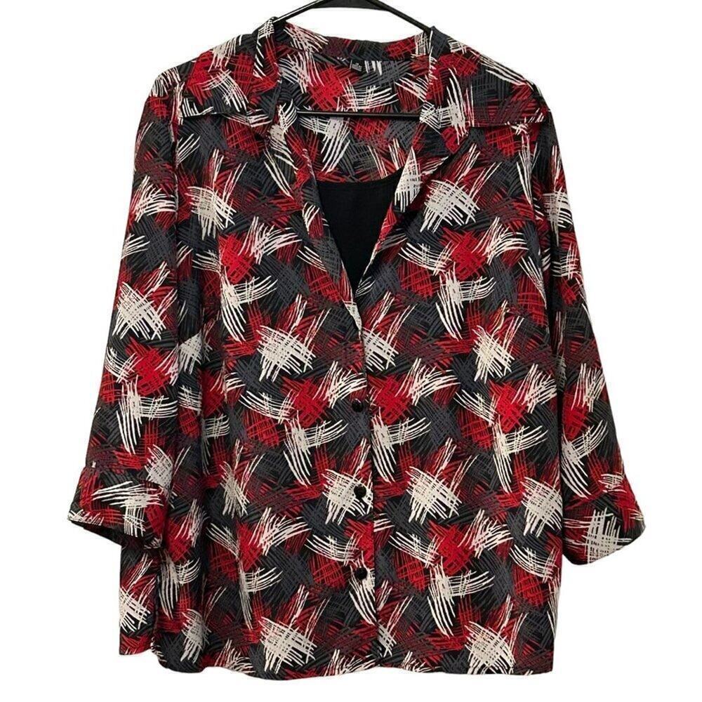 R.T. Fashions Women's Blouse/Camisole Combo Size 1X Polyester #BH